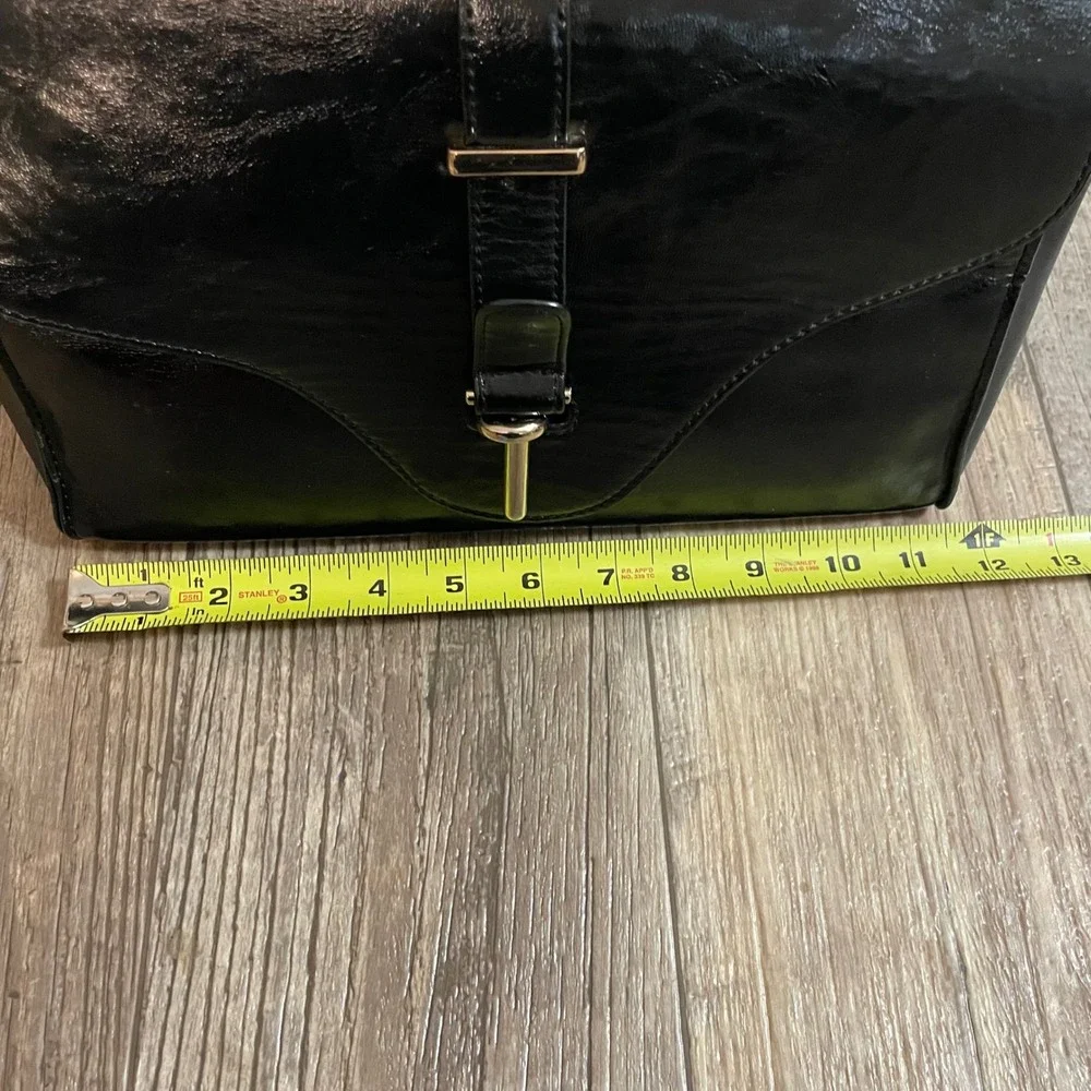 Melie Blanco Black Vegan Leather Satchel Crossbody Bag Gold Hardware Polka‎ Dot